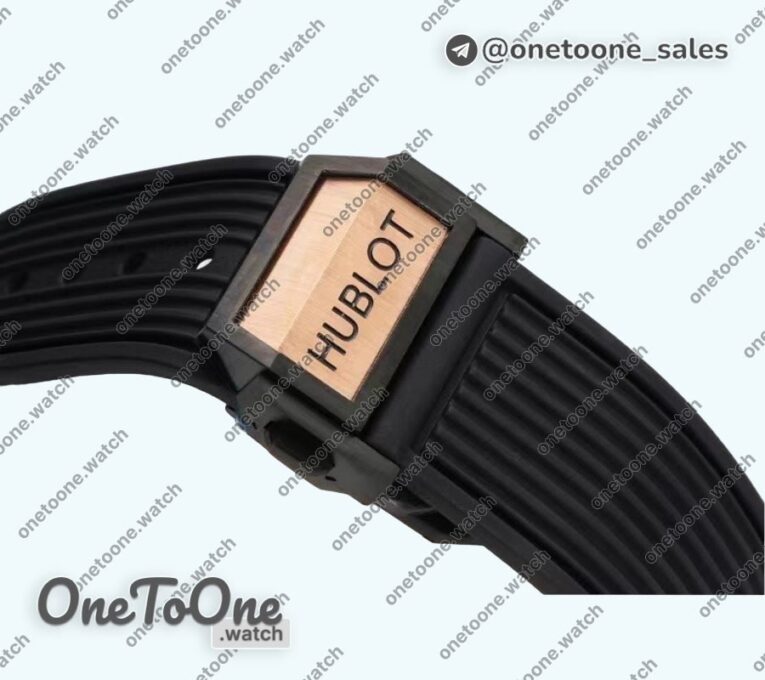 Реплика часов Hublot Hublot Big Bang Unico Rose gold Ceramic Top-tier Копия один в один Skeleton Dial Black Rubber Strap