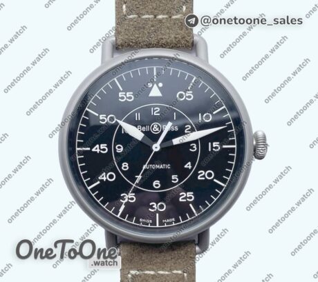 Реплика часов Bell&ross 1-92 Military Top-tier Копия один в один Black Dial Leather Strap MIYOTA 9015