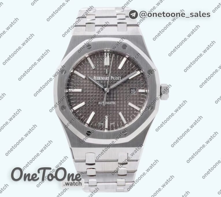 Реплика часов Audemars Piguet Royal Oak 41mm 15400 Rose gold Top-tier Копия один в один Black Textured Dial on Stainless steel Bracelet