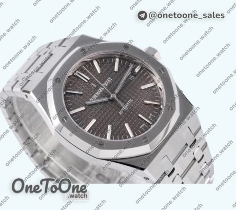 Реплика часов Audemars Piguet Royal Oak 41mm 15400 Rose gold Top-tier Копия один в один Black Textured Dial on Stainless steel Bracelet