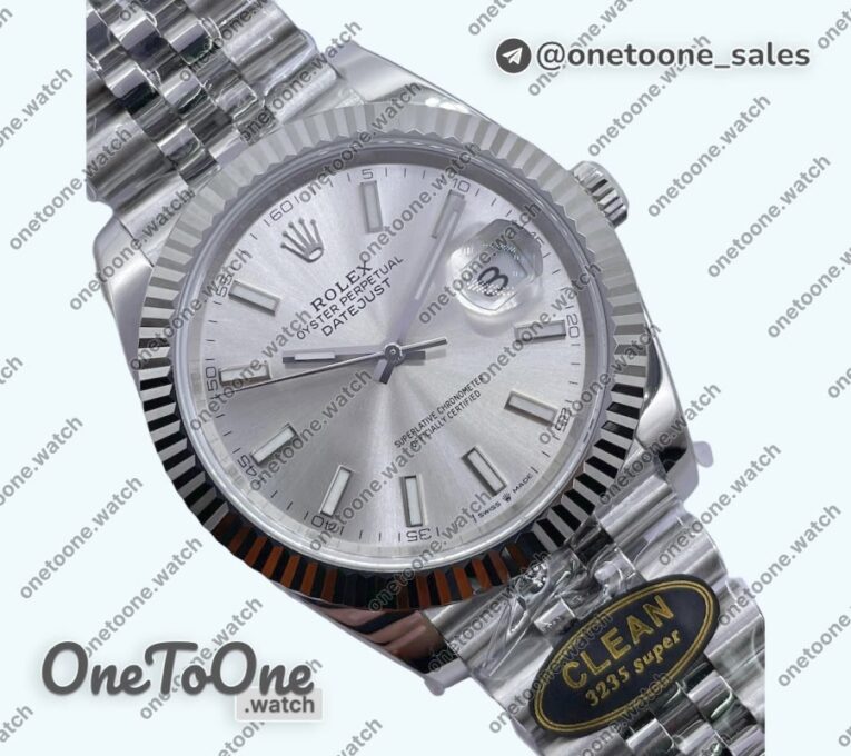 Реплика часов Rolex Datejust 41 Stainless steel 904L Steel Top-tier Копия один в один Silver Dial Jubilee Bracelet