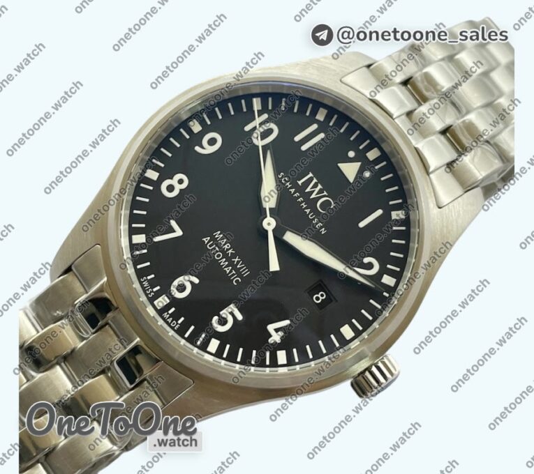 Реплика часов Iwc Mark XVIII Top-tier Копия один в один Black Dial Stainless steel Bracelet V7F Asia ET