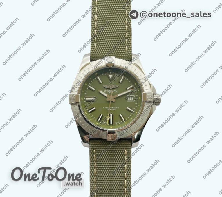 Реплика часов Breitling Avenger 43mm Stainless steel Case Green Dial Nylon Strap O