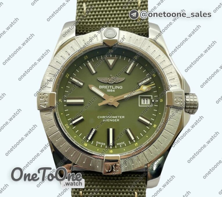Реплика часов Breitling Avenger 43mm Stainless steel Case Green Dial Nylon Strap O
