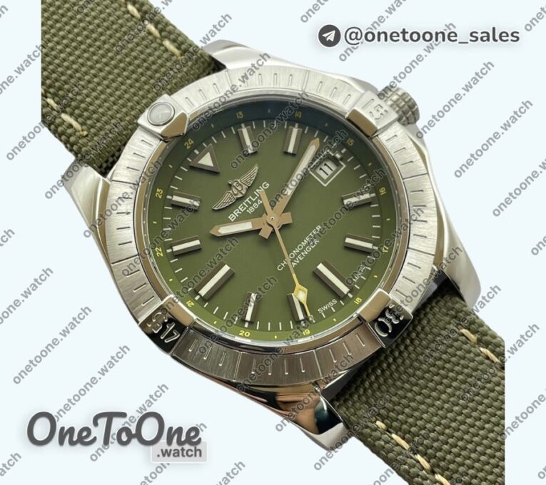 Реплика часов Breitling Avenger 43mm Stainless steel Case Green Dial Nylon Strap O