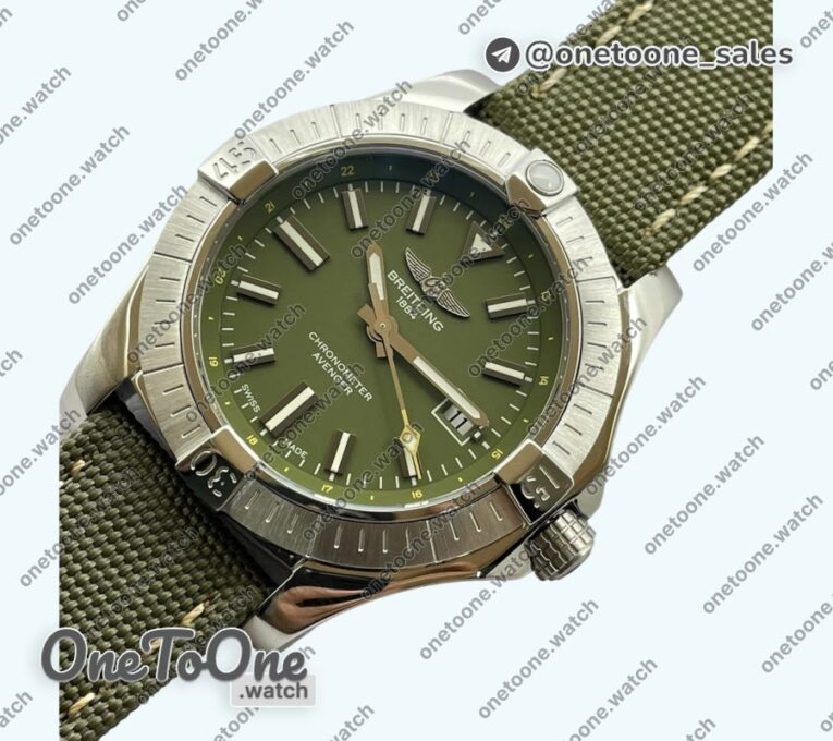 Реплика часов Breitling Avenger 43mm Stainless steel Case Green Dial Nylon Strap O