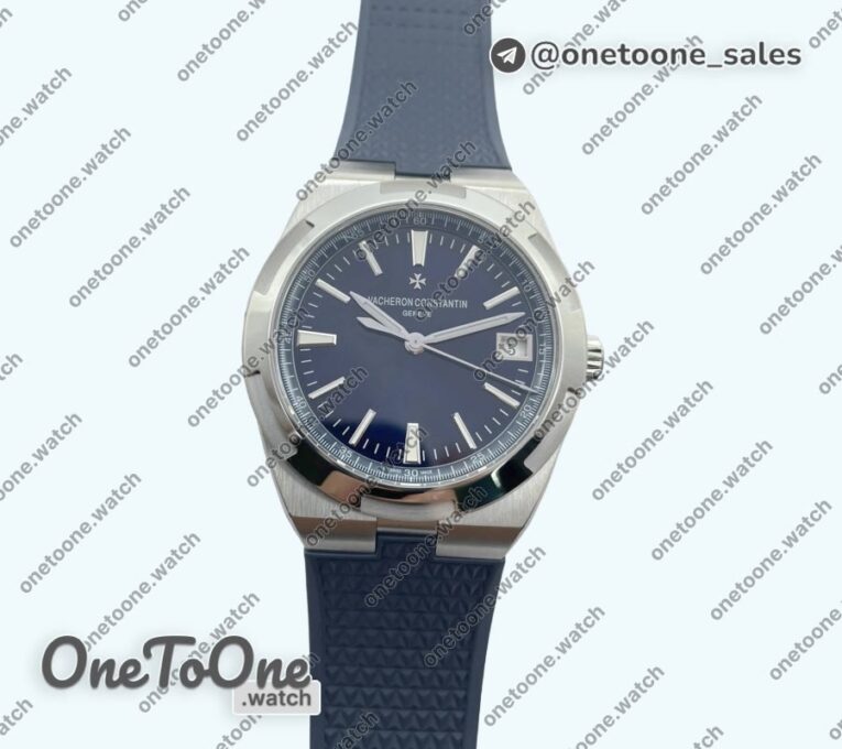 Реплика часов Vacheron Constantin Overseas 4500V Stainless steel Top-tier Копия один в один Blue Dial on Blue Rubber Strap
