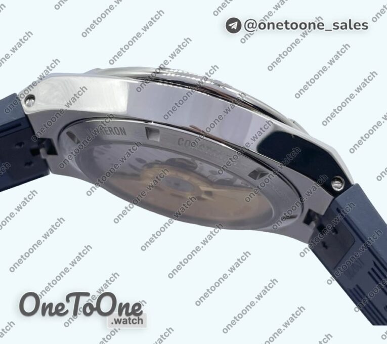 Реплика часов Vacheron Constantin Overseas 4500V Stainless steel Top-tier Копия один в один Blue Dial on Blue Rubber Strap