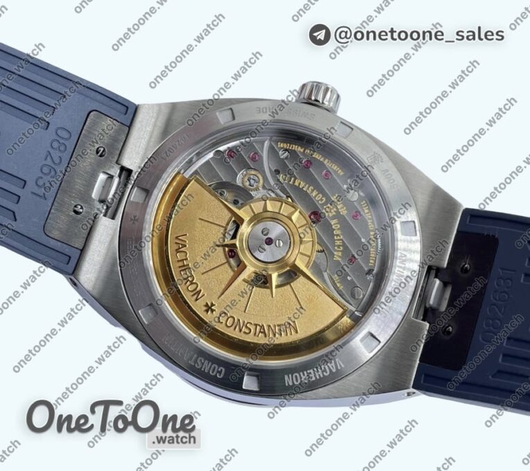 Реплика часов Vacheron Constantin Overseas 4500V Stainless steel Top-tier Копия один в один Blue Dial on Blue Rubber Strap