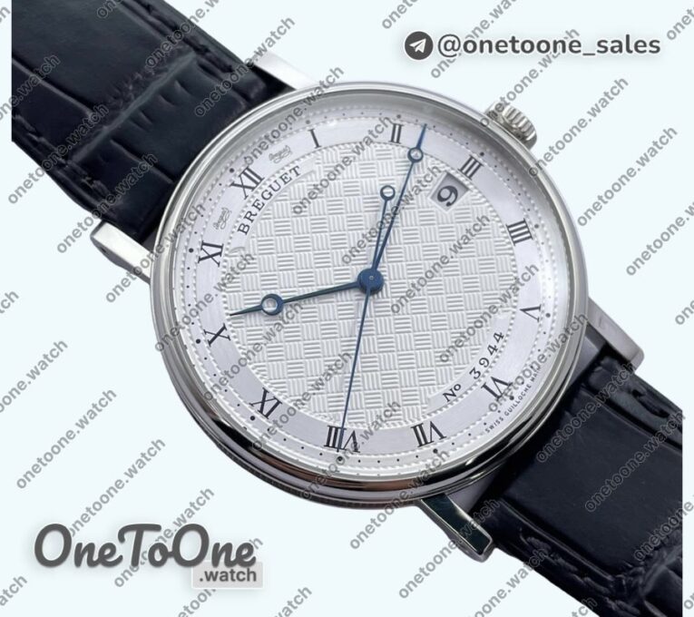 Реплика часов Breguet Classique Ref 5177 Stainless steel White Dial Leather Strap