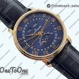 Реплика часов Blancpain Villeret Complications Rose gold Case Blue Dial Leather Strap Miyota 9015