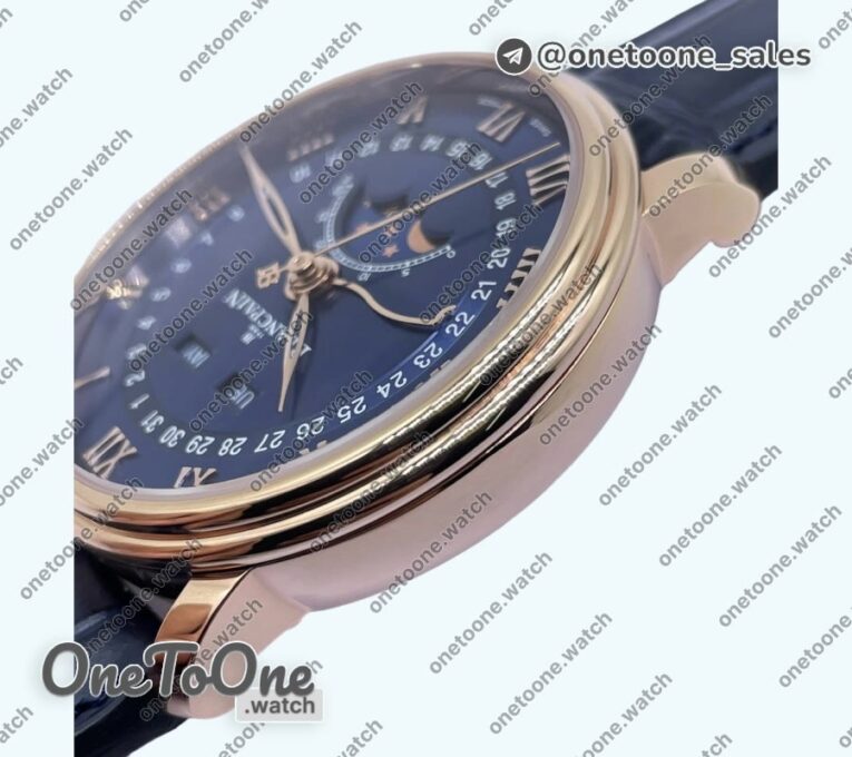 Реплика часов Blancpain Villeret Complications Rose gold Case Blue Dial Leather Strap Miyota 9015