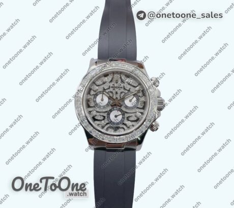 Реплика часов Rolex Daytona 116589TBR 904L Stainless steel Case Moissanite Stones Bezel and Dial Rubber N4130