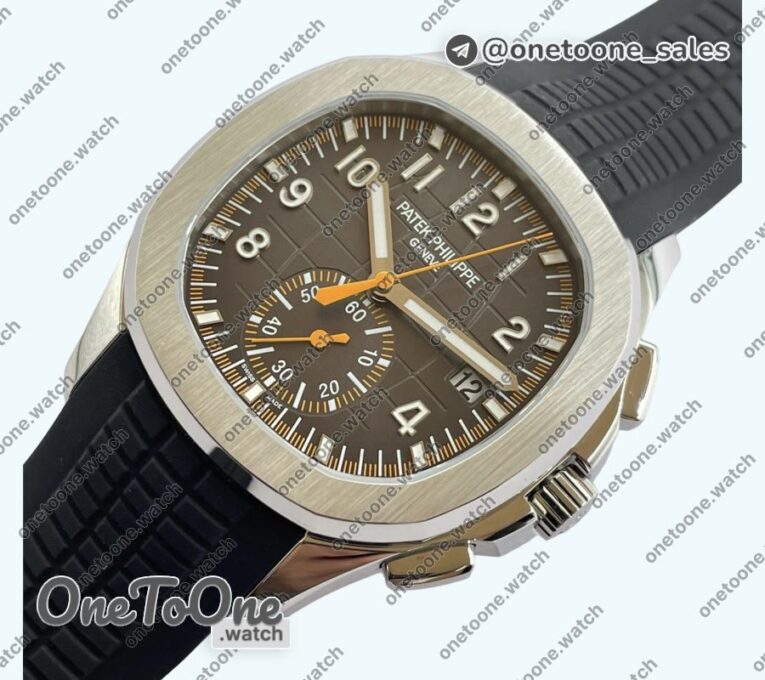 Реплика часов Patek Philippe Aquanaut 5968 Stainless steel Top-tier Копия один в один Gray Dial on Black Rubber Strap