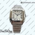 Реплика часов Cartier Santos de Cartier 35mm 2018 Top-tier Копия один в один White Dial on Stainless steel SmartLinks Bracelet MIYOTA 3KF 9015