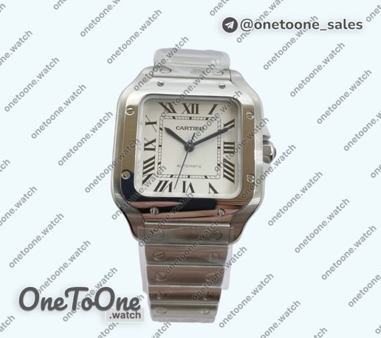 Реплика часов Cartier Santos de Cartier 35mm 2018 Top-tier Копия один в один White Dial on Stainless steel SmartLinks Bracelet MIYOTA 3KF 9015