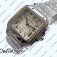 Реплика часов Cartier Santos de Cartier 35mm 2018 Top-tier Копия один в один White Dial on Stainless steel SmartLinks Bracelet MIYOTA 3KF 9015