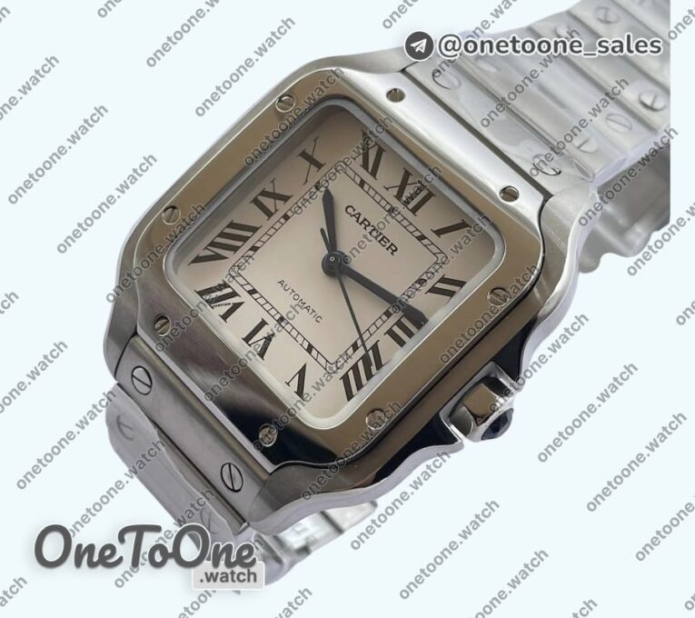 Реплика часов Cartier Santos de Cartier 35mm 2018 Top-tier Копия один в один White Dial on Stainless steel SmartLinks Bracelet MIYOTA 3KF 9015