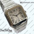 Реплика часов Cartier Santos de Cartier 35mm 2018 Top-tier Копия один в один White Dial on Stainless steel SmartLinks Bracelet MIYOTA 3KF 9015