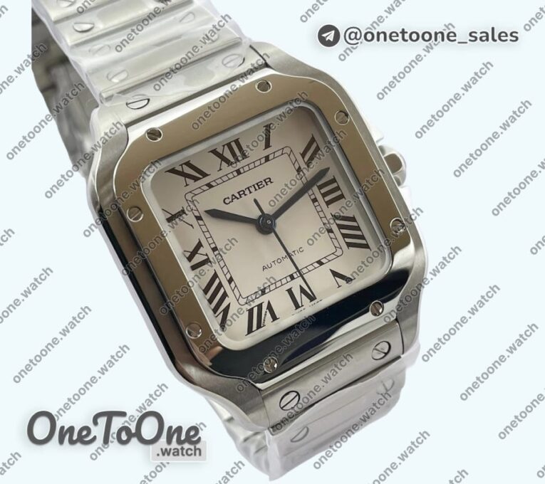 Реплика часов Cartier Santos de Cartier 35mm 2018 Top-tier Копия один в один White Dial on Stainless steel SmartLinks Bracelet MIYOTA 3KF 9015