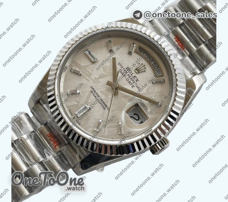 Реплика часов Rolex DayDate 40mm 904L Stainless steel/Stainless steel Meteorite Dial Bracelet