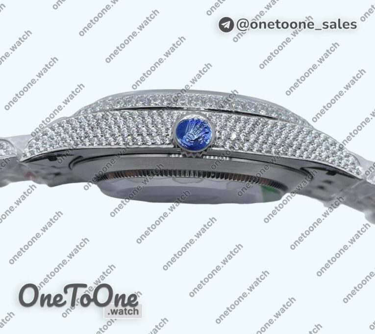 Реплика часов Rolex DateJust 41mm 126334 Full Paved Diamonds Top-tier Копия один в один Diamond Dial Arabic Markers Jubilee Bracelet
