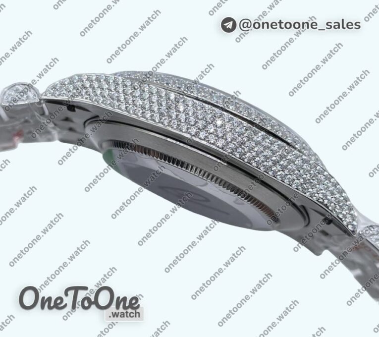 Реплика часов Rolex DateJust 41mm 126334 Full Paved Diamonds Top-tier Копия один в один Diamond Dial Arabic Markers Jubilee Bracelet
