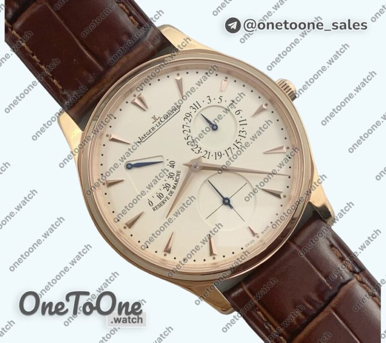 Реплика часов Jaeger-lecoultre Master Geographic Stainless steel 1428530 Top-tier Копия один в один White Dial on Blue Leather Strap