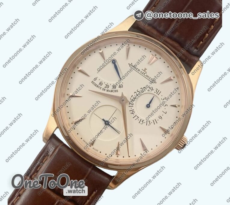 Реплика часов Jaeger-lecoultre Master Geographic Stainless steel 1428530 Top-tier Копия один в один White Dial on Blue Leather Strap