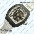 Реплика часов Richard Mille 055 Bubba Watson PT Carbon Case White Skeleton Dial Rubber Strap RMUL2