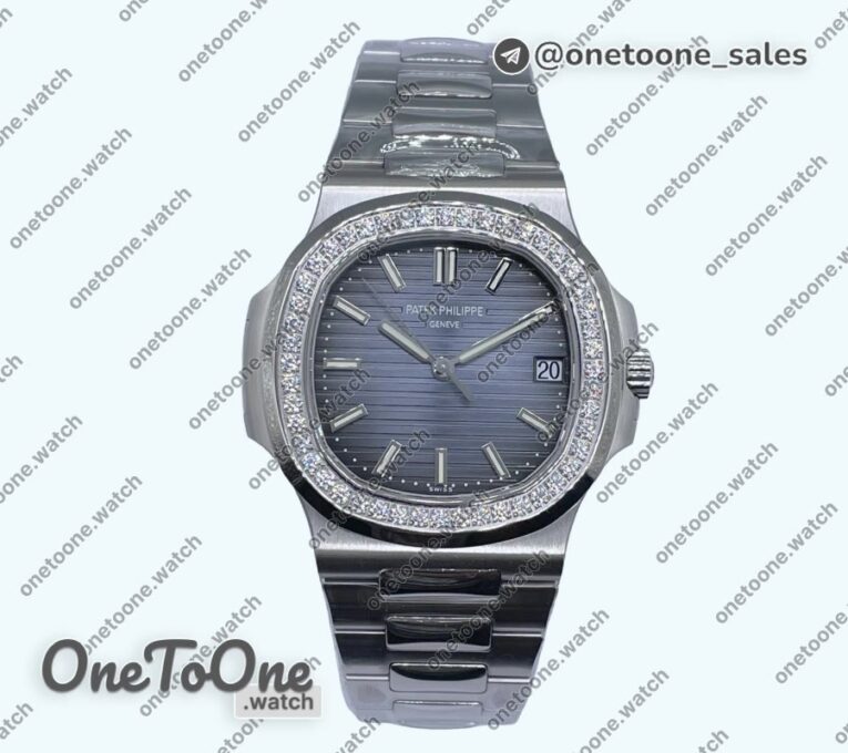 Реплика часов Patek Philippe Nautilus Jumbo 5713 Super Rep Top-tier Копия один в один Blue Textured Dial Stainless steel Bracelet