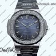 Реплика часов Patek Philippe Nautilus Jumbo 5713 Super Rep Top-tier Копия один в один Blue Textured Dial Stainless steel Bracelet