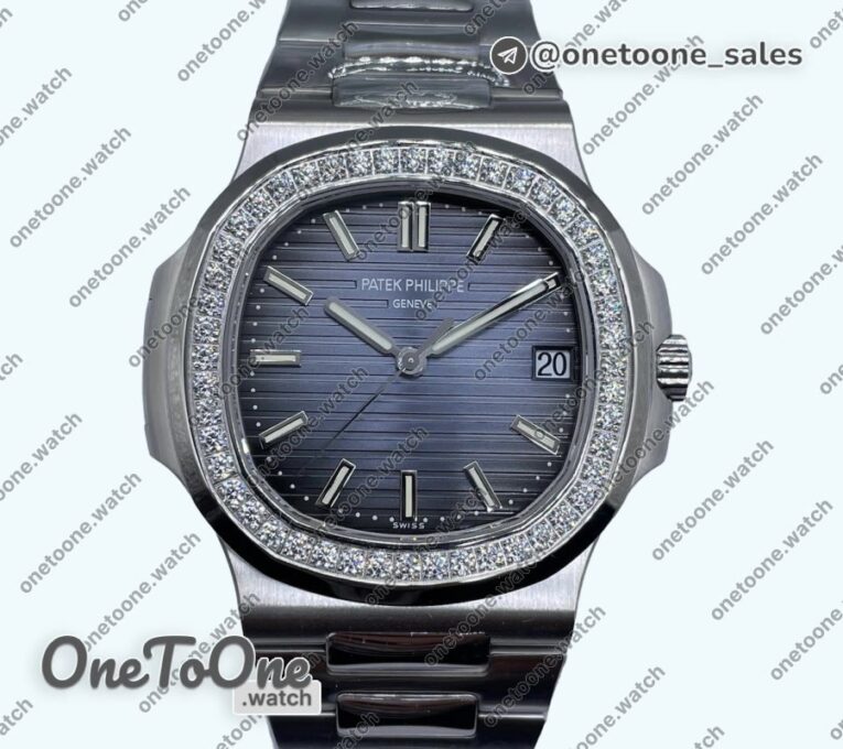 Реплика часов Patek Philippe Nautilus Jumbo 5713 Super Rep Top-tier Копия один в один Blue Textured Dial Stainless steel Bracelet