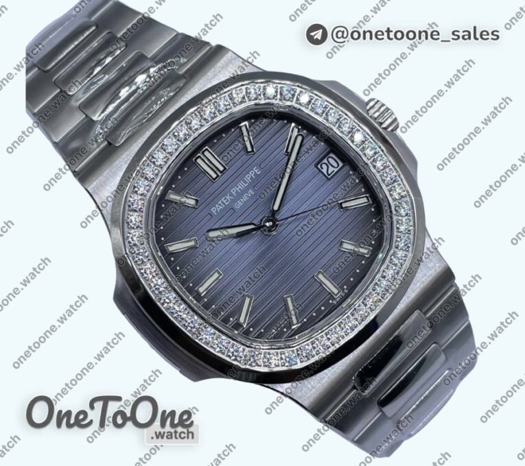 Реплика часов Patek Philippe Nautilus Jumbo 5713 Super Rep Top-tier Копия один в один Blue Textured Dial Stainless steel Bracelet