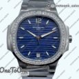 Реплика часов Patek Philippe Nautilus 7118 Ladies Top-tier Копия один в один Blue Dial Diamonds Bezel on Stainless steel Bracelet 3KF