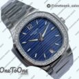 Реплика часов Patek Philippe Nautilus 7118 Ladies Top-tier Копия один в один Blue Dial Diamonds Bezel on Stainless steel Bracelet 3KF