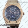 Реплика часов Audemars Piguet Royal Oak 41mm Perpetual Calendar 26574 Rose gold Top-tier Копия один в один Blue Dial on Rose gold Bracelet