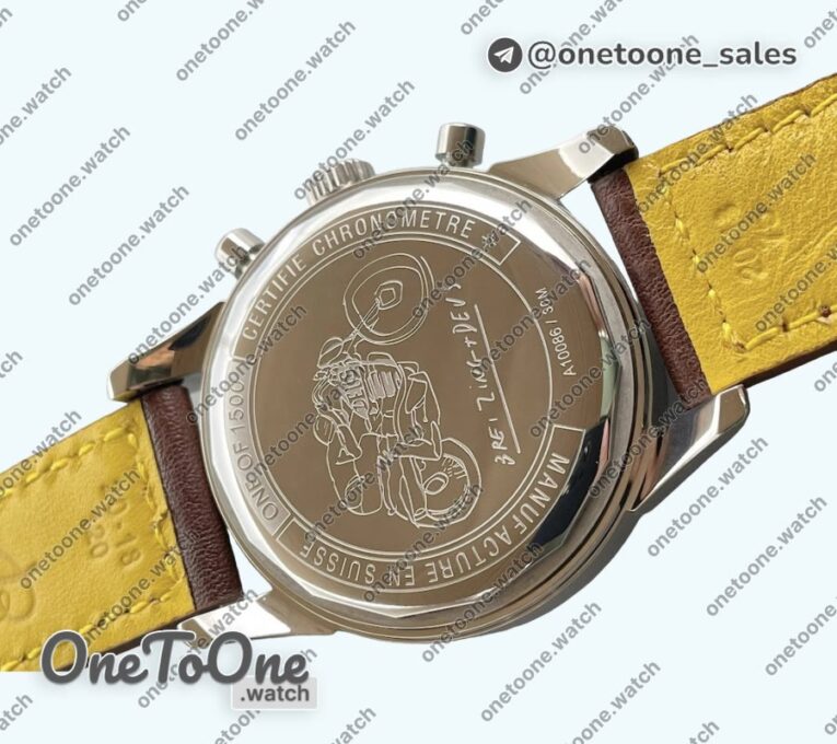 Реплика часов Breitling Top Time Dues Chrono Stainless steel/LE Cream Dial Stick Marker Leather Strap BLS
