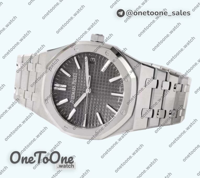 Реплика часов Audemars Piguet Royal Oak 41mm 15510 "50th Anniversary" Stainless steel Top-tier Копия один в один Grey Textured Dial Stainless steel Bracelet