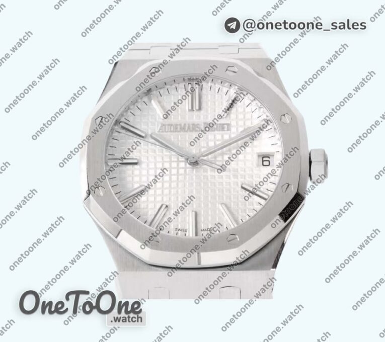 Реплика часов Audemars Piguet Royal Oak 41mm 15510 "50th Anniversary" Stainless steel Top-tier Копия один в один White Textured Dial Stainless steel Bracelet