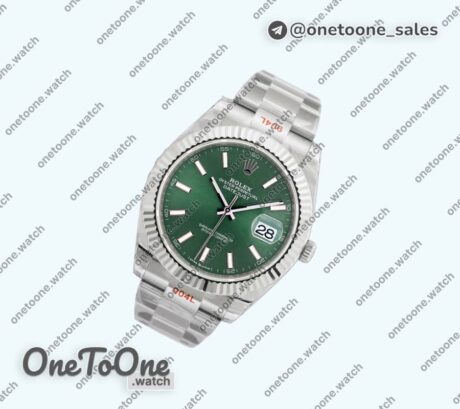 Реплика часов Rolex DateJust 41mm Stainless steel Top-tier Копия один в один Stick Marker Green Dial Stainless steel Oyster Bracelet E