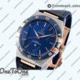 Реплика часов Omega Constellation Ceramic Bezel Stainless steel/Rose gold Top-tier Копия один в один Blue Dial Gummy Strap