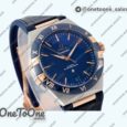 Реплика часов Omega Constellation Ceramic Bezel Stainless steel/Rose gold Top-tier Копия один в один Blue Dial Gummy Strap