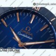 Реплика часов Omega Constellation Ceramic Bezel Stainless steel/Rose gold Top-tier Копия один в один Blue Dial Gummy Strap