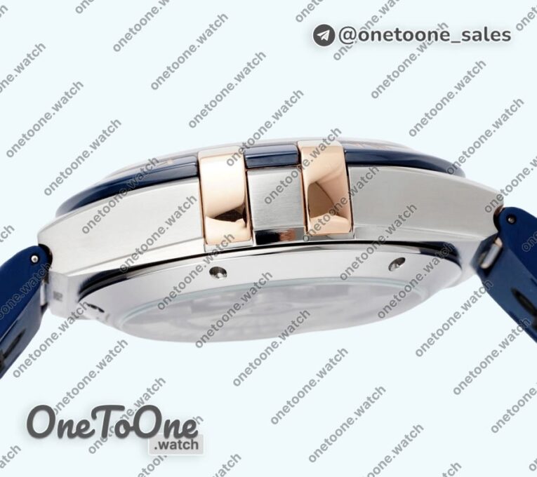 Реплика часов Omega Constellation Ceramic Bezel Stainless steel/Rose gold Top-tier Копия один в один Blue Dial Gummy Strap
