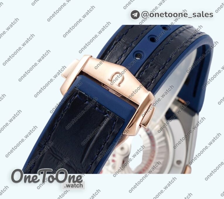 Реплика часов Omega Constellation Ceramic Bezel Stainless steel/Rose gold Top-tier Копия один в один Blue Dial Gummy Strap