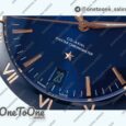 Реплика часов Omega Constellation Ceramic Bezel Rose gold Top-tier Копия один в один Blue Dial Gummy Strap
