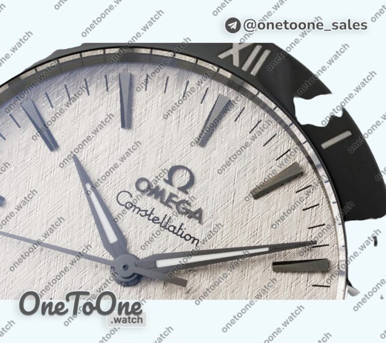 Реплика часов Omega Constellation Ceramic Bezel Stainless steel Top-tier Копия один в один White Textured Dial Gummy Strap