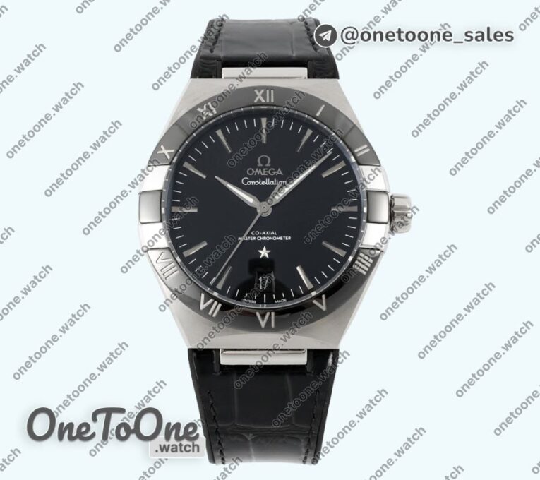 Реплика часов Omega Constellation Ceramic Bezel Stainless steel Top-tier Копия один в один Black Dial Gummy Strap