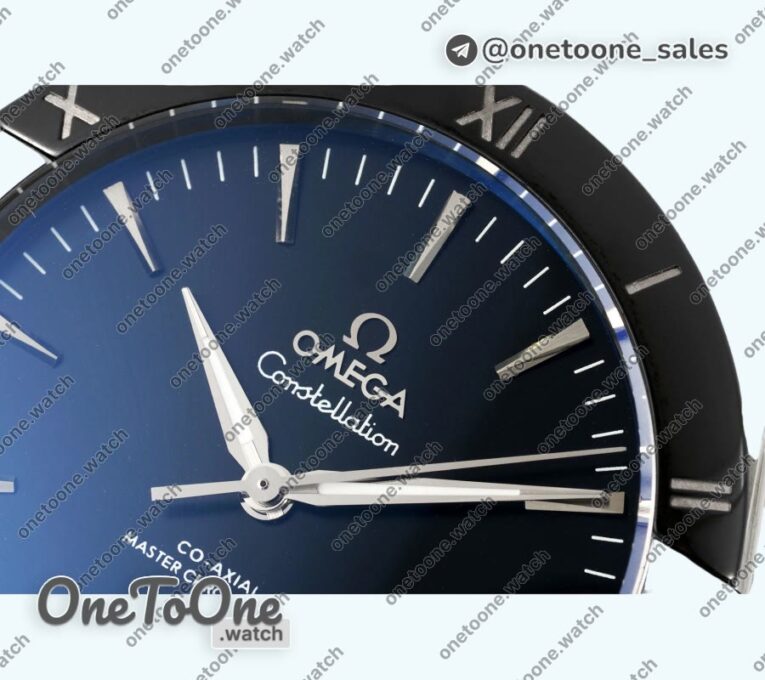 Реплика часов Omega Constellation Ceramic Bezel Stainless steel Top-tier Копия один в один Black Dial Gummy Strap
